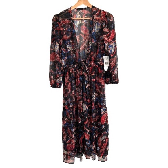NWT Dex Black Tape Floral Paisley Kimono - Picture 4 of 9